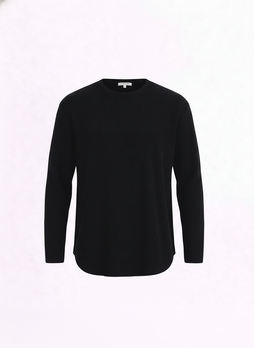 Ribbed Black Top – Rounded Cut