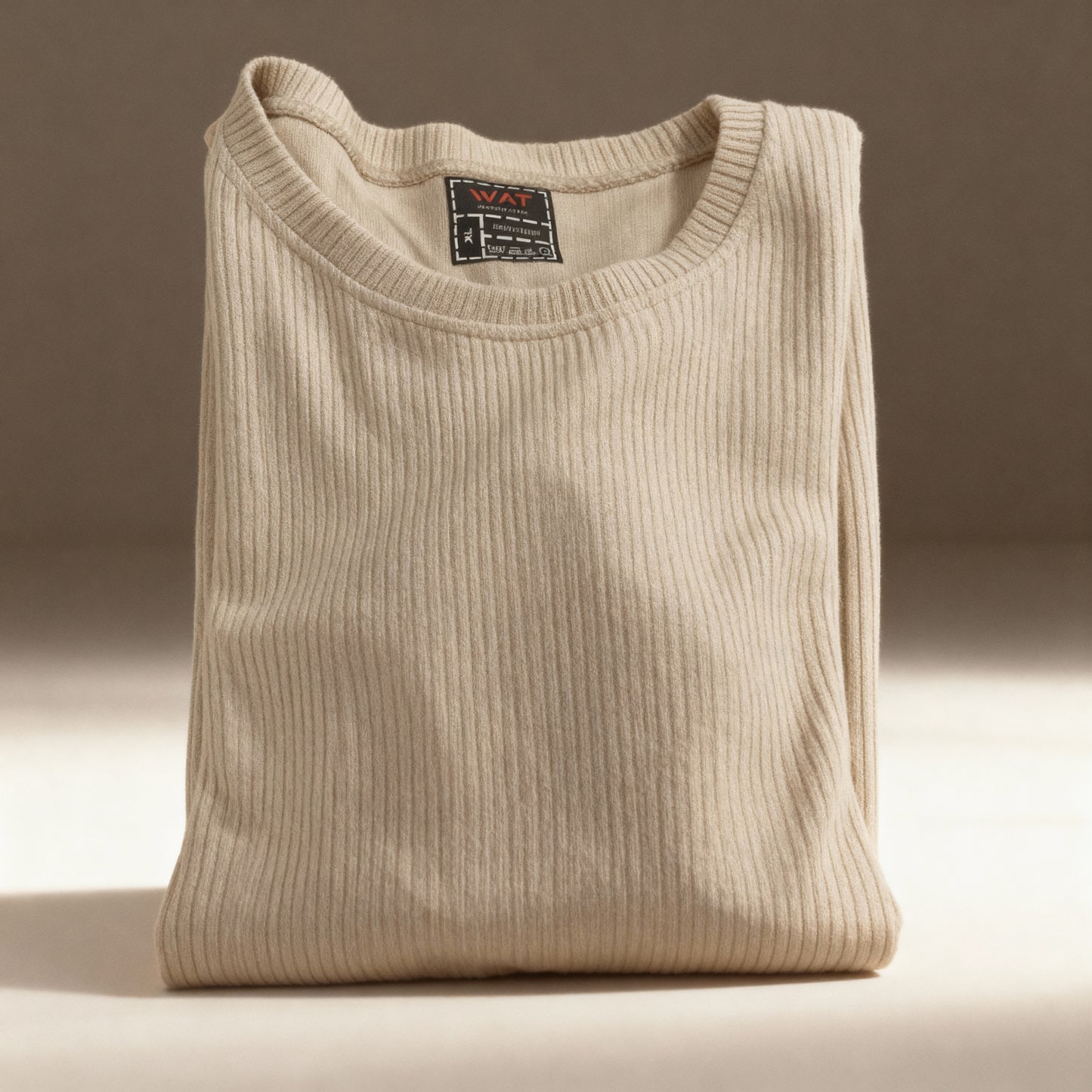 Ribbed Beige Top – Rounded Cut