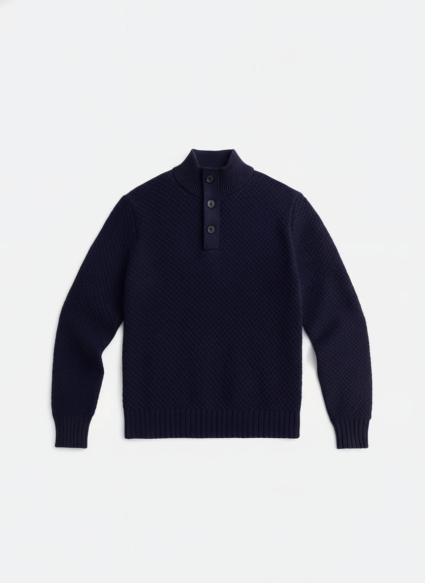 Navy Textured Knit Sweater