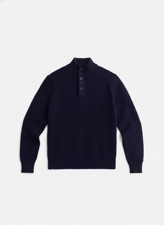 Navy Textured Knit Sweater