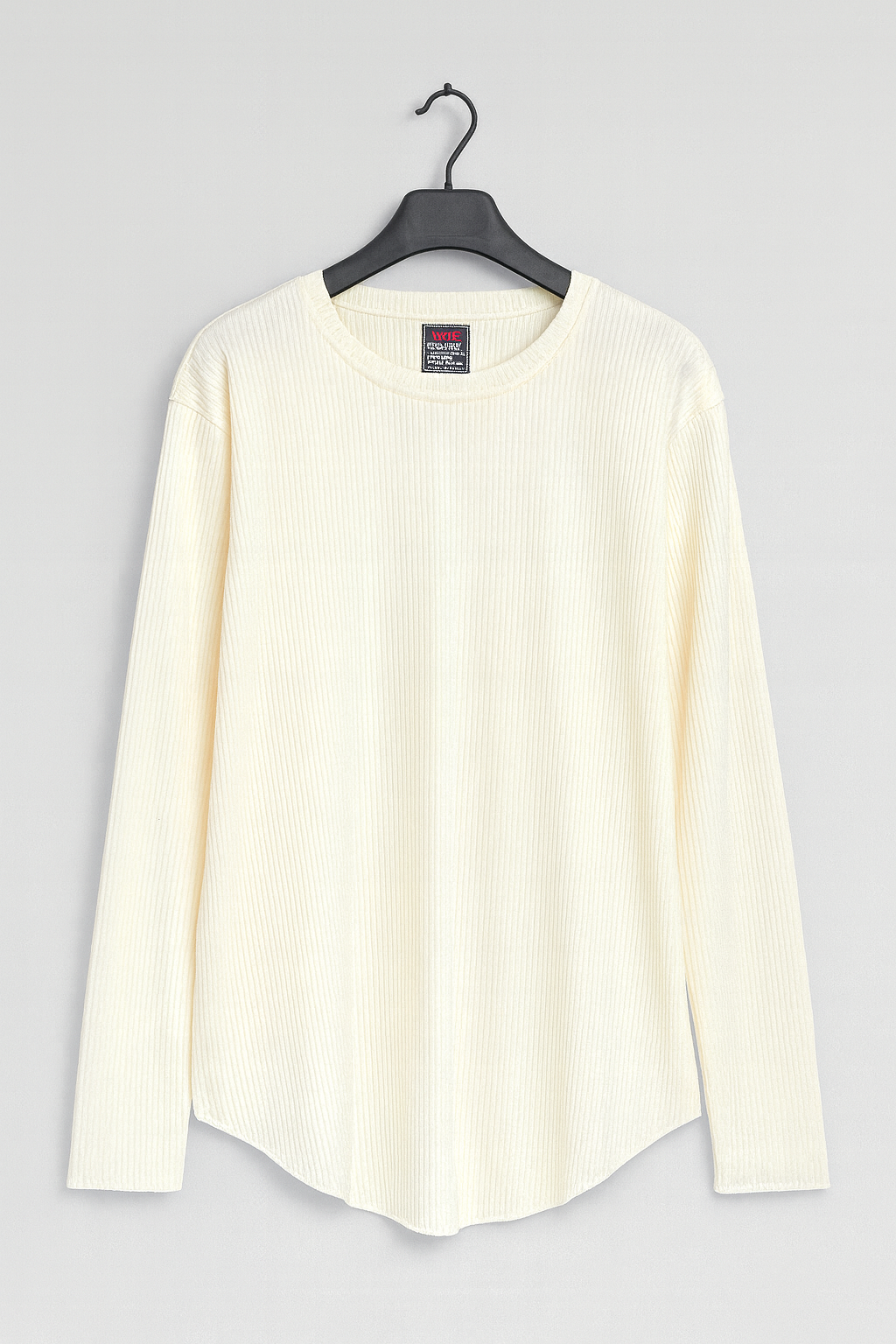 Ribbed off-white color Top – Rounded Cut