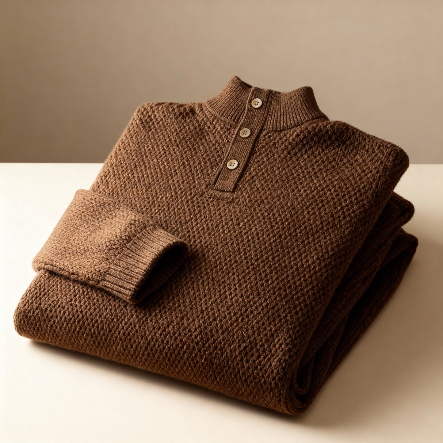 Brown textured knit sweater