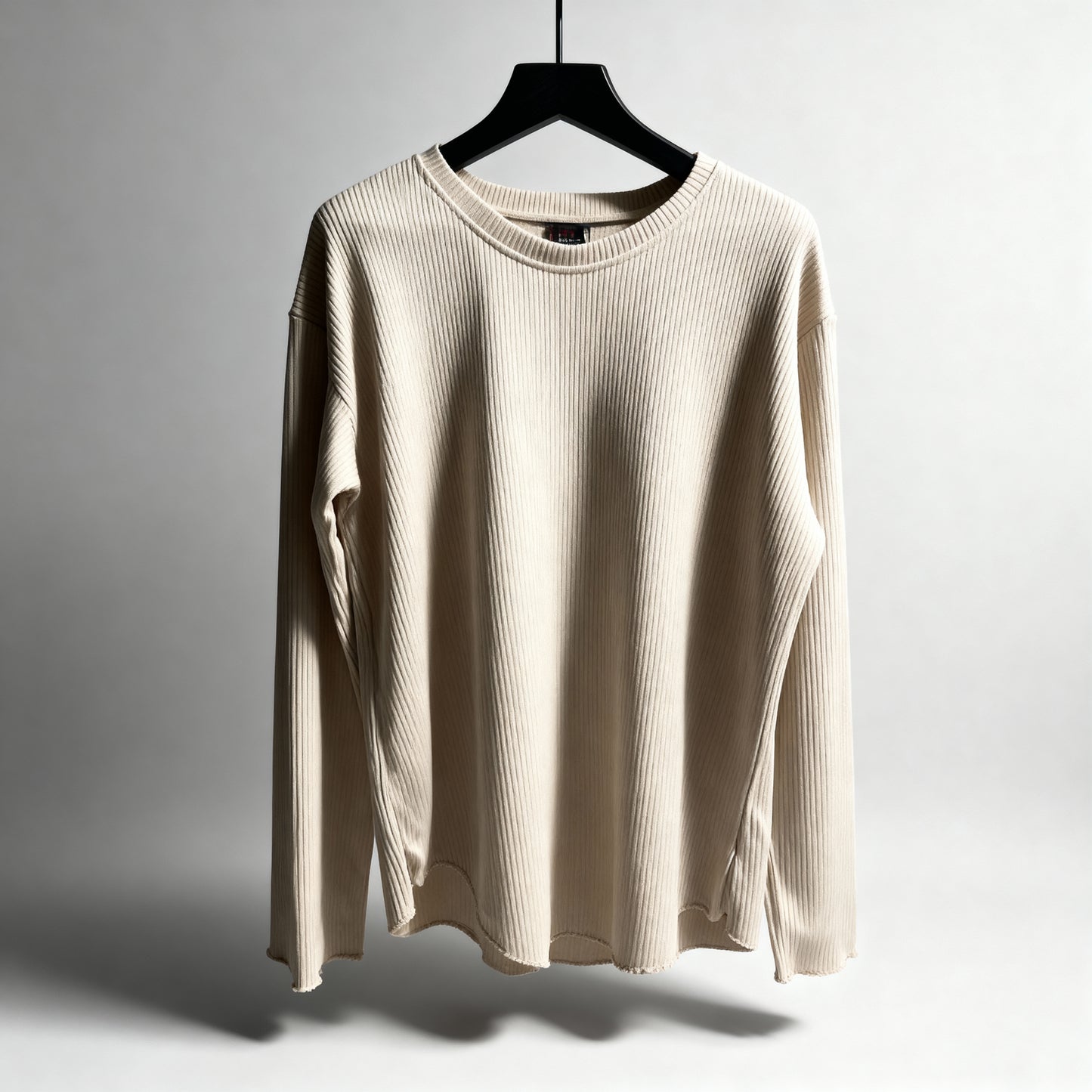 Ribbed Beige Top – Rounded Cut