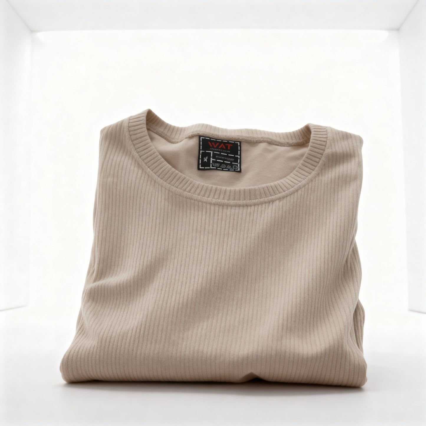 Ribbed Beige Top – Rounded Cut